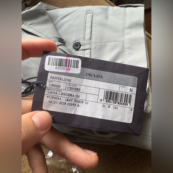 New/Authentic PRADA Wool Cropped Trousers IT54 US44 XXL Grey Flat Front - Picture 8 of 9